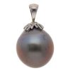 Gem Shopping Cut By Ben Tahitian Cultured Pearl Pendant In 14K White Gold | Pearl