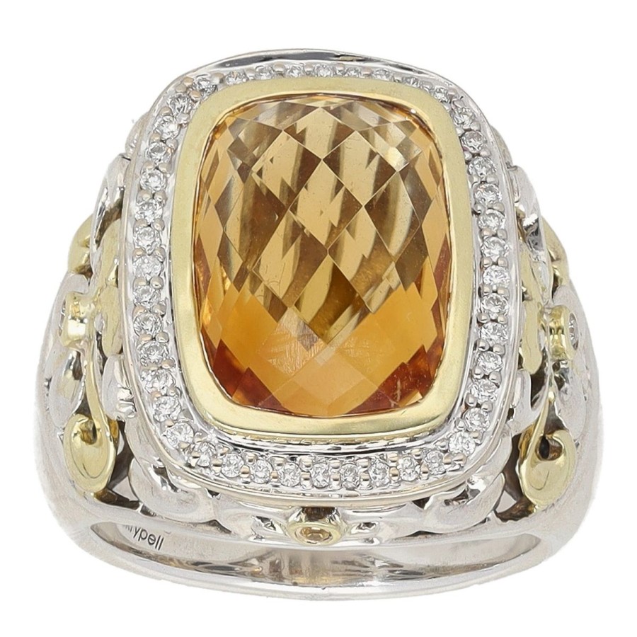 Gem Shopping Charles Krypell Citrine And Diamond Ring In Sterling Silver|18K | Citrine