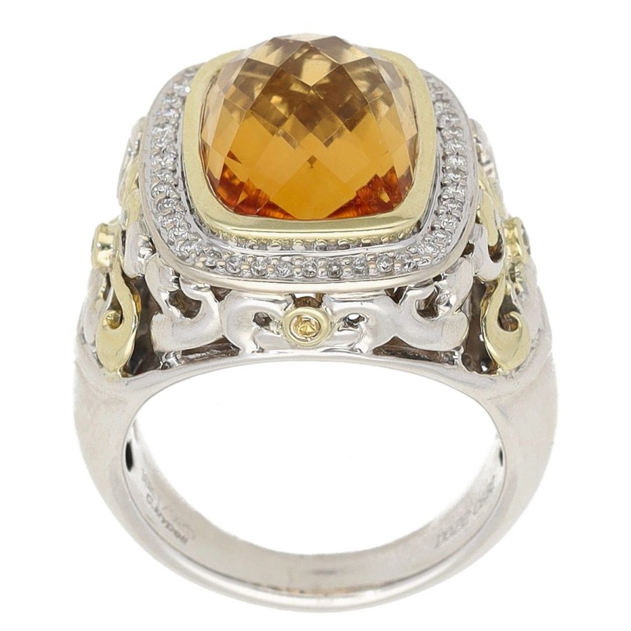 Gem Shopping Charles Krypell Citrine And Diamond Ring In Sterling Silver|18K | Citrine