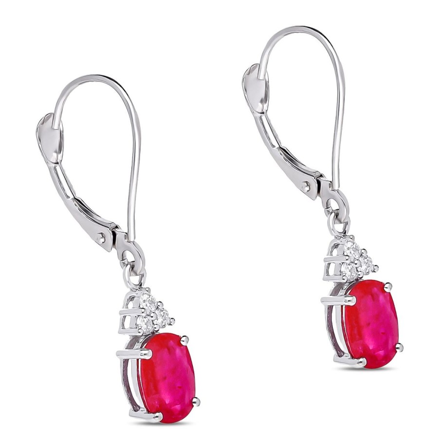 Gem Shopping Cut By Ben Ruby And Diamond Earrings In 14K | Ruby