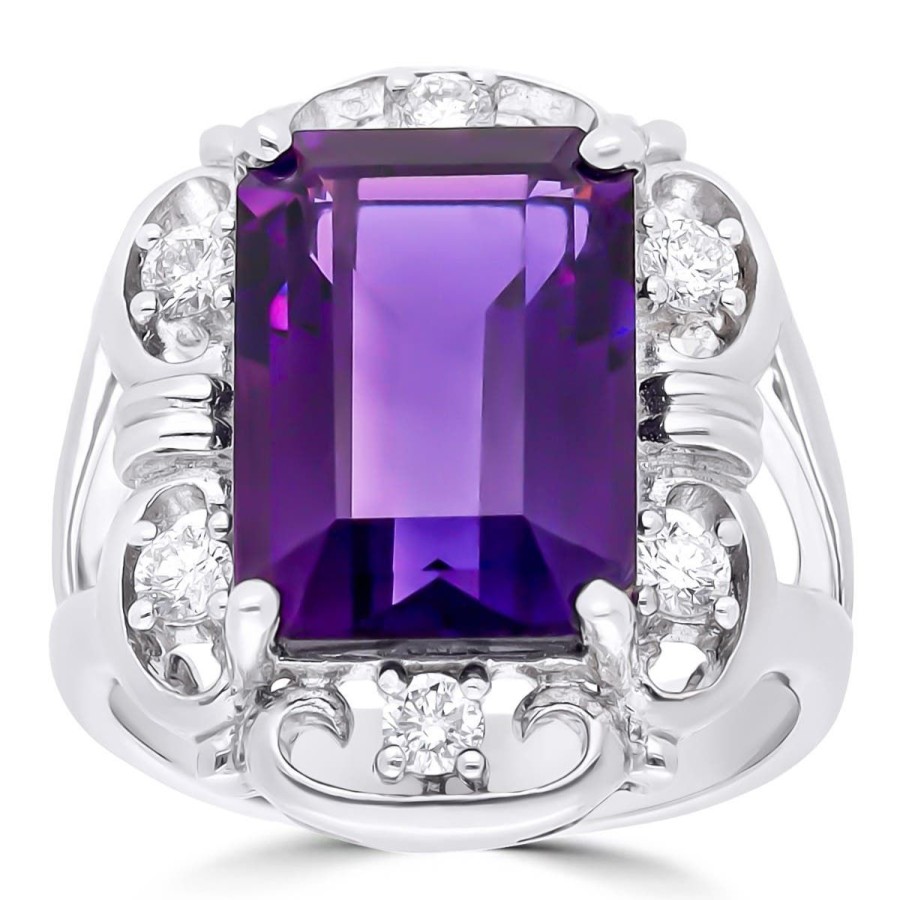 Gem Shopping Siberian Amethyst And Diamond Ring In 14K White Gold | Amethyst