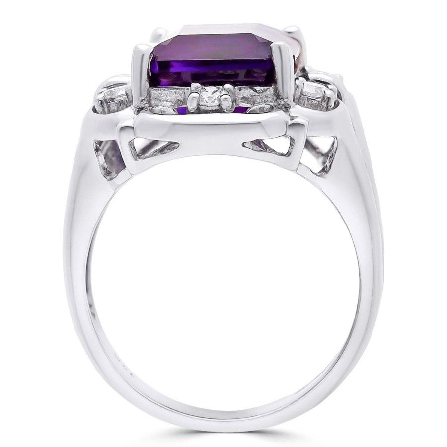 Gem Shopping Siberian Amethyst And Diamond Ring In 14K White Gold | Amethyst