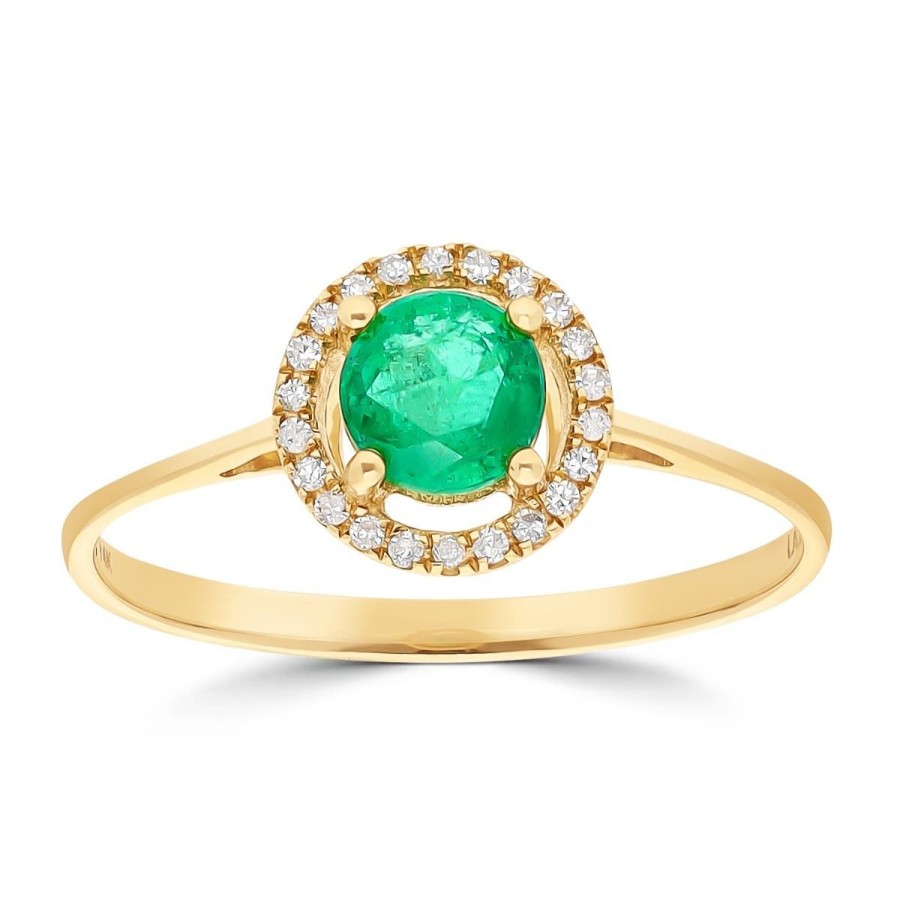 Gem Shopping Lali Jewels Emerald And Diamond Halo Ring In 14K Yellow Gold | Emerald