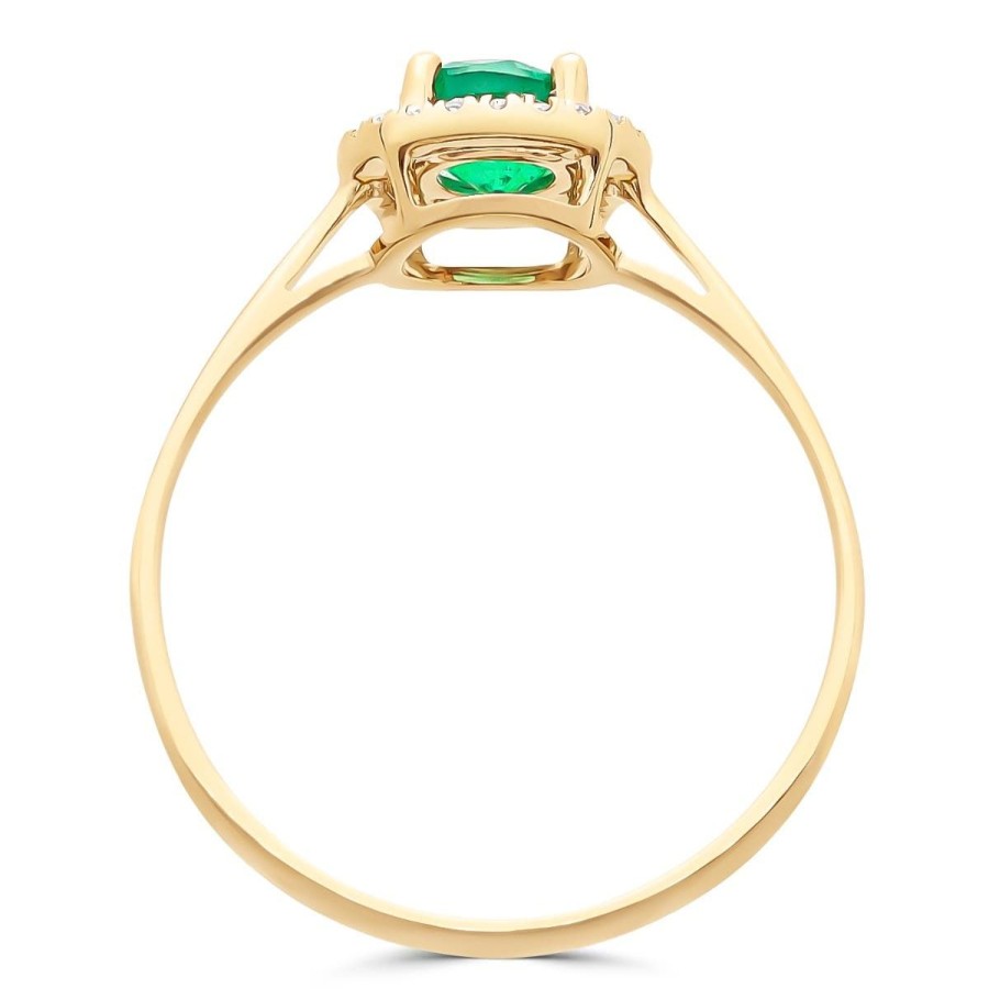 Gem Shopping Lali Jewels Emerald And Diamond Halo Ring In 14K Yellow Gold | Emerald