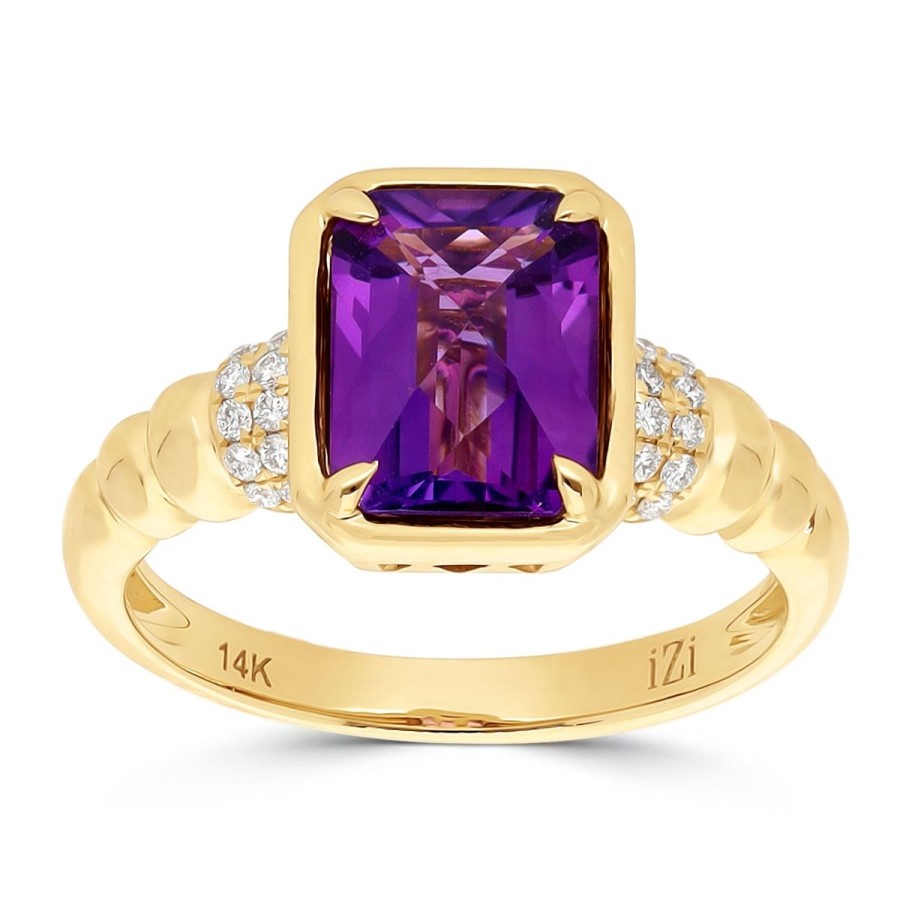 Gem Shopping Amethyst And Diamond Cocktail Ring In 14K | Amethyst