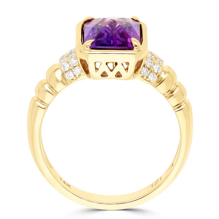 Gem Shopping Amethyst And Diamond Cocktail Ring In 14K | Amethyst