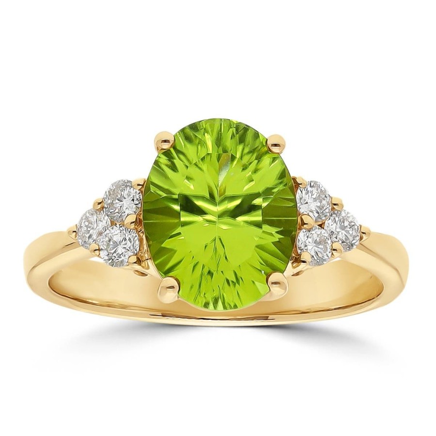 Gem Shopping Cut By Ben Pakistani Peridot And Diamond Accent Ring In 14K Yellow Gold | Peridot