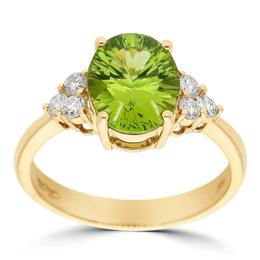 Gem Shopping Cut By Ben Pakistani Peridot And Diamond Accent Ring In 14K Yellow Gold | Peridot