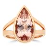 Gem Shopping Morganite Pear-Cut Ring In 14K Rose Gold | Morganite