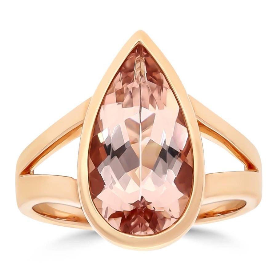 Gem Shopping Morganite Pear-Cut Ring In 14K Rose Gold | Morganite