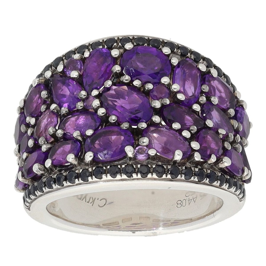 Gem Shopping Charles Krypell Amethyst And Sapphire Ring In Sterling Silver | Amethyst