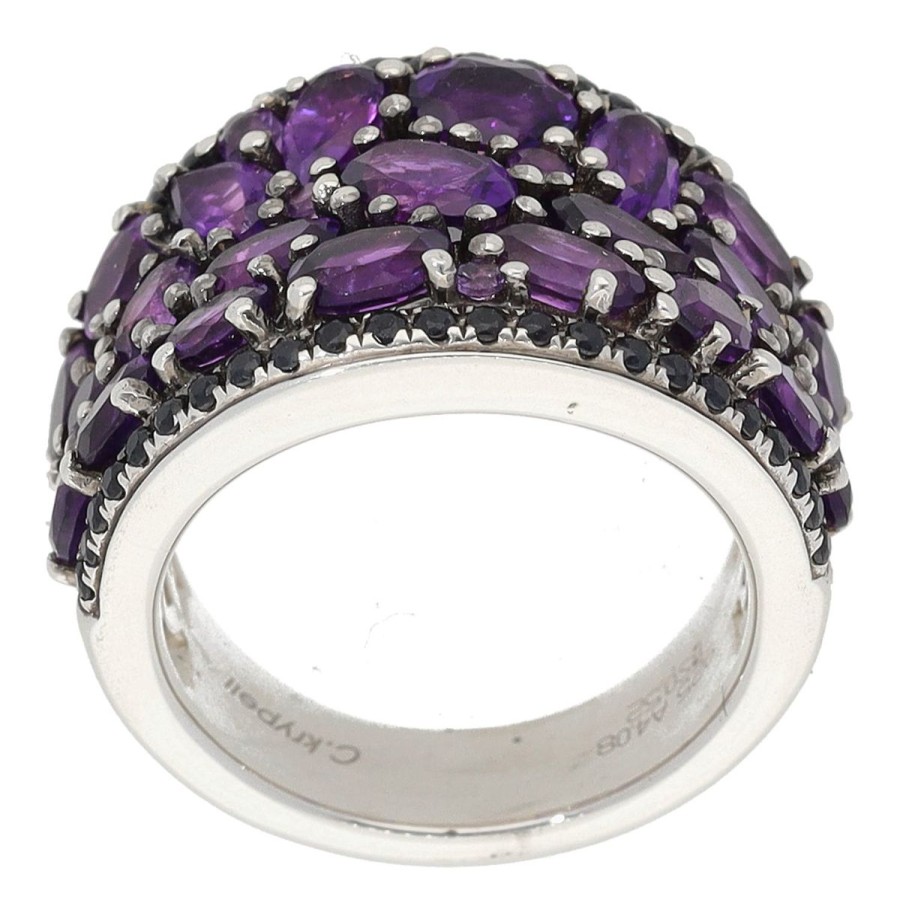 Gem Shopping Charles Krypell Amethyst And Sapphire Ring In Sterling Silver | Amethyst