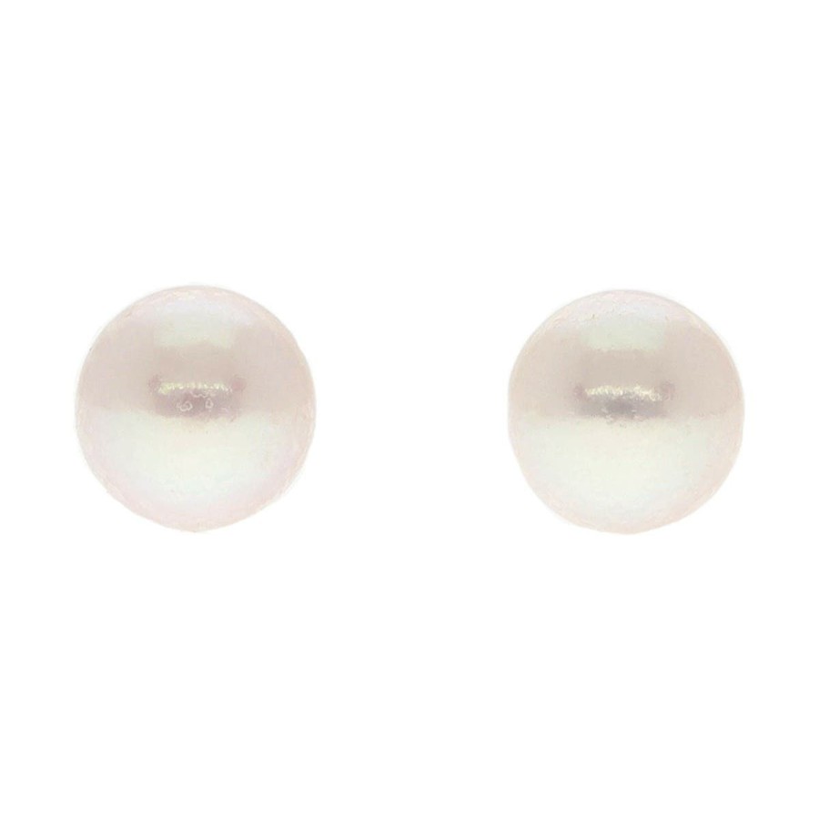 Gem Shopping Aquarian Pearls Japanese Akoya Cultured Pearl Stud Earrings In 14K | Pearl