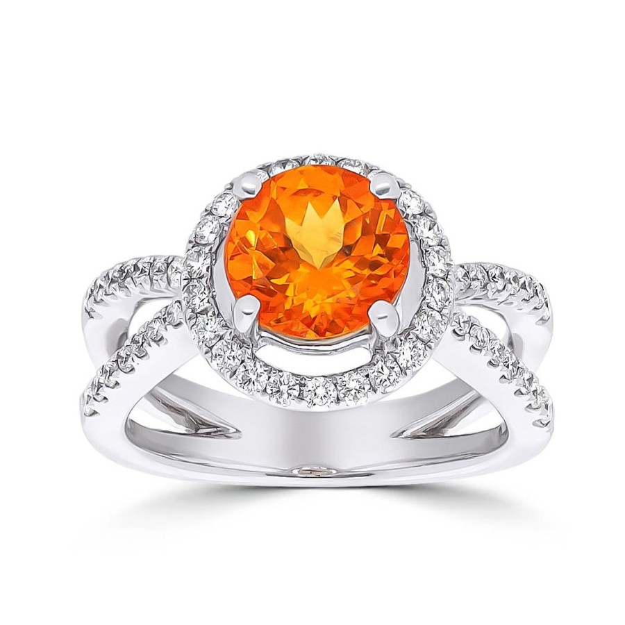 Gem Shopping Cut By Ben Mandarin Garnet And Diamond Ring In 18K | Garnet