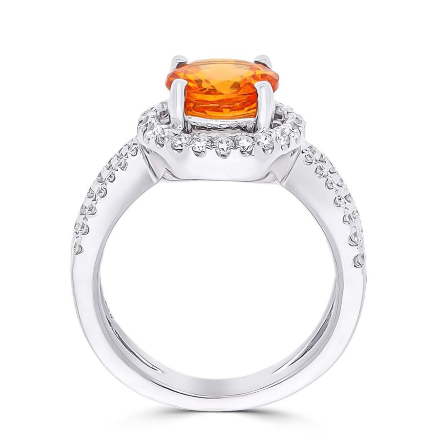 Gem Shopping Cut By Ben Mandarin Garnet And Diamond Ring In 18K | Garnet