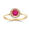 Gem Shopping Lali Jewels Ruby And Diamond Halo Ring In 14K Yellow Gold | Ruby