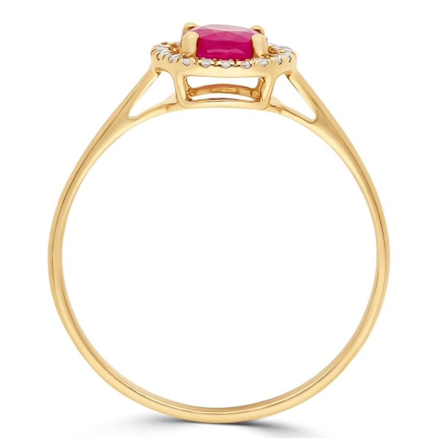 Gem Shopping Lali Jewels Ruby And Diamond Halo Ring In 14K Yellow Gold | Ruby