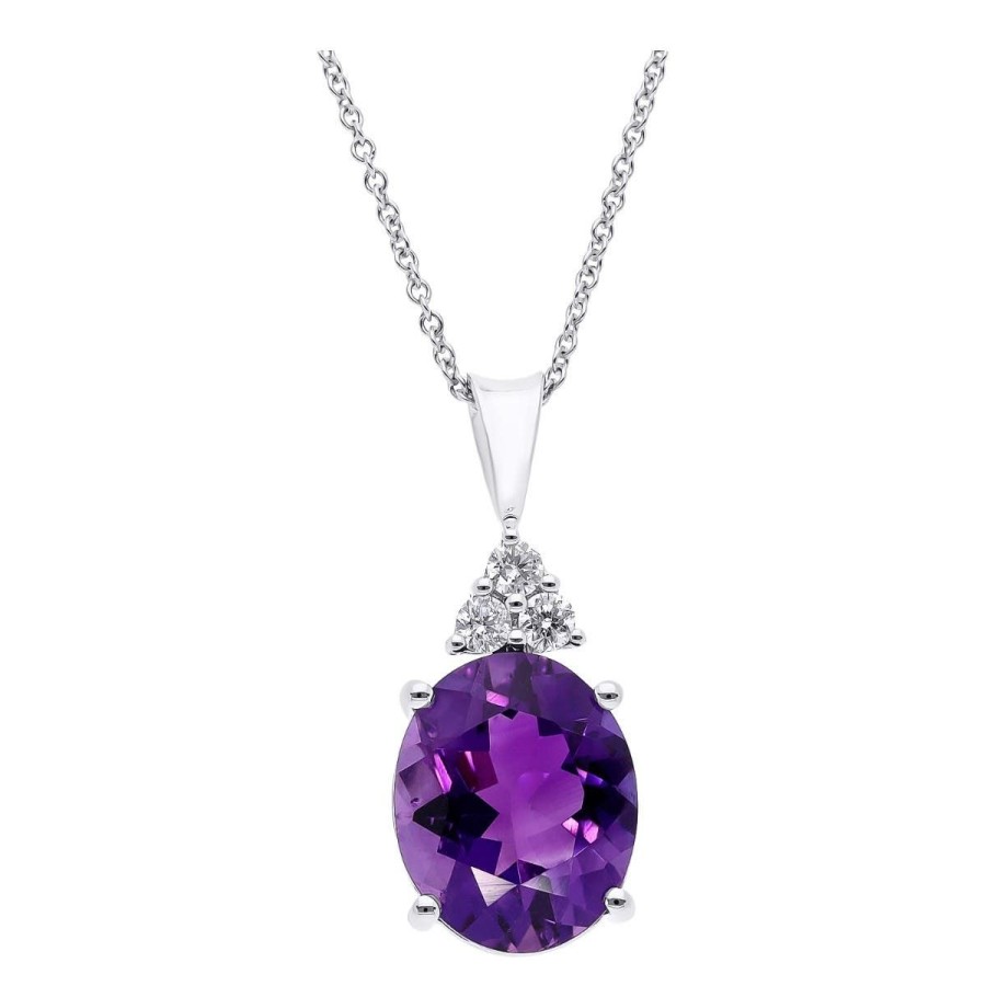 Gem Shopping Siberian Amethyst And Diamond Pendant In 14K White Gold | Amethyst