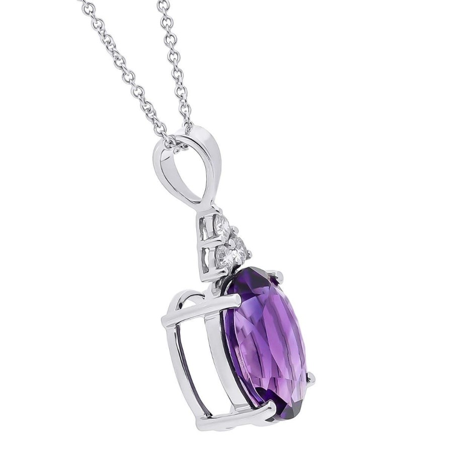 Gem Shopping Siberian Amethyst And Diamond Pendant In 14K White Gold | Amethyst