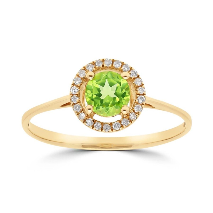 Gem Shopping Lali Jewels Peridot And Diamond Halo Ring In 14K Yellow Gold | Peridot