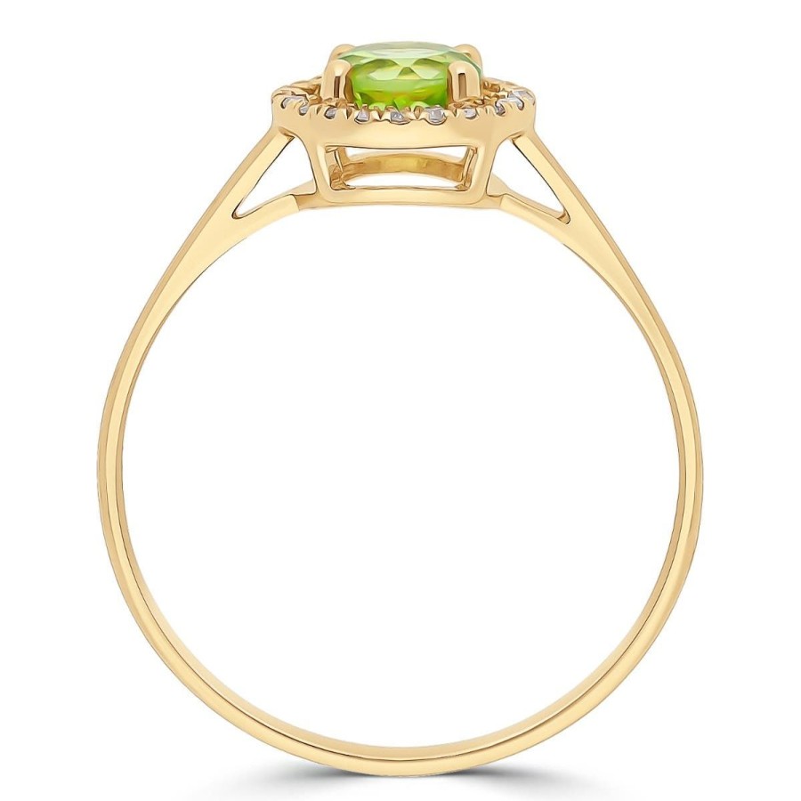 Gem Shopping Lali Jewels Peridot And Diamond Halo Ring In 14K Yellow Gold | Peridot