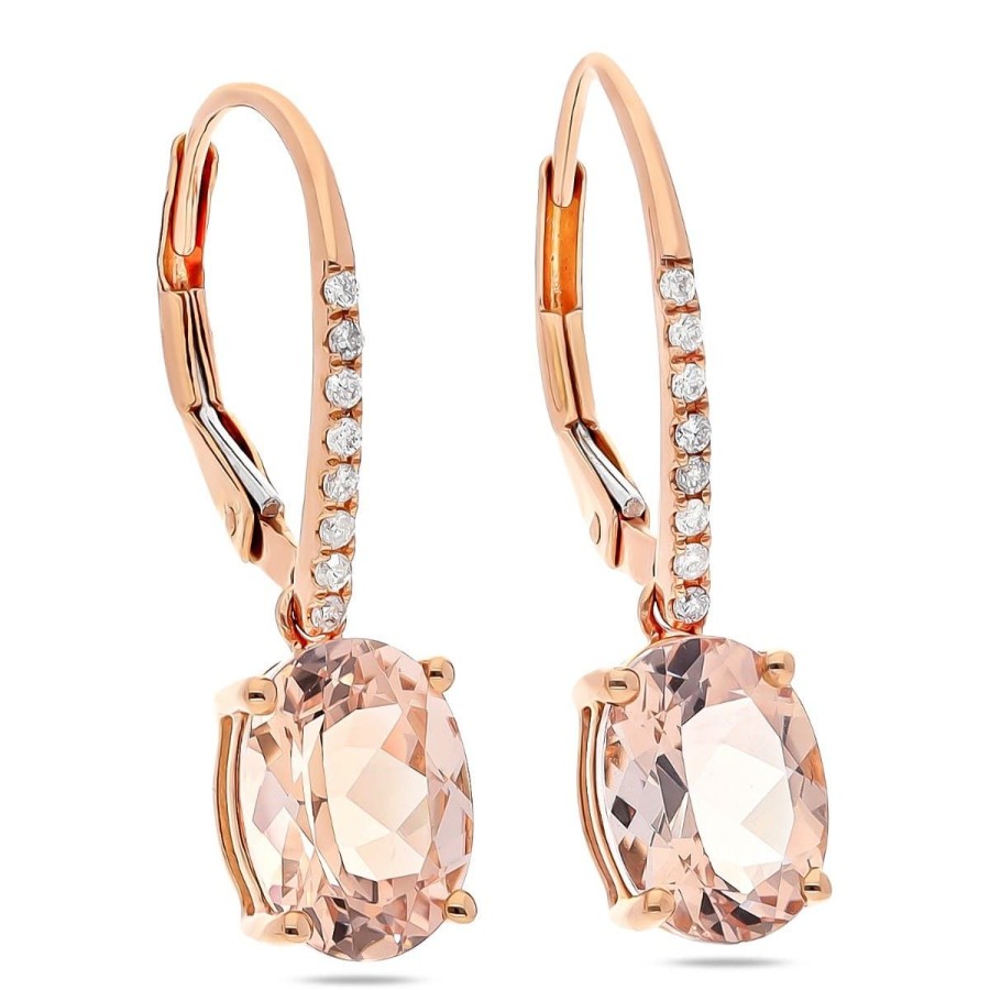 Gem Shopping Cirari Couture Morganite And Diamond Dangle Earrings In 14K | Morganite