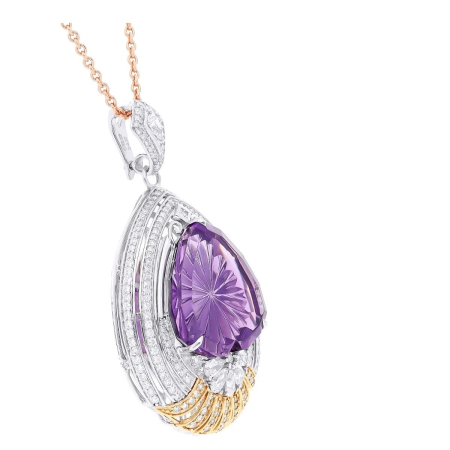 Gem Shopping Chromia Amethyst And Diamond Pendant In 18K | Amethyst