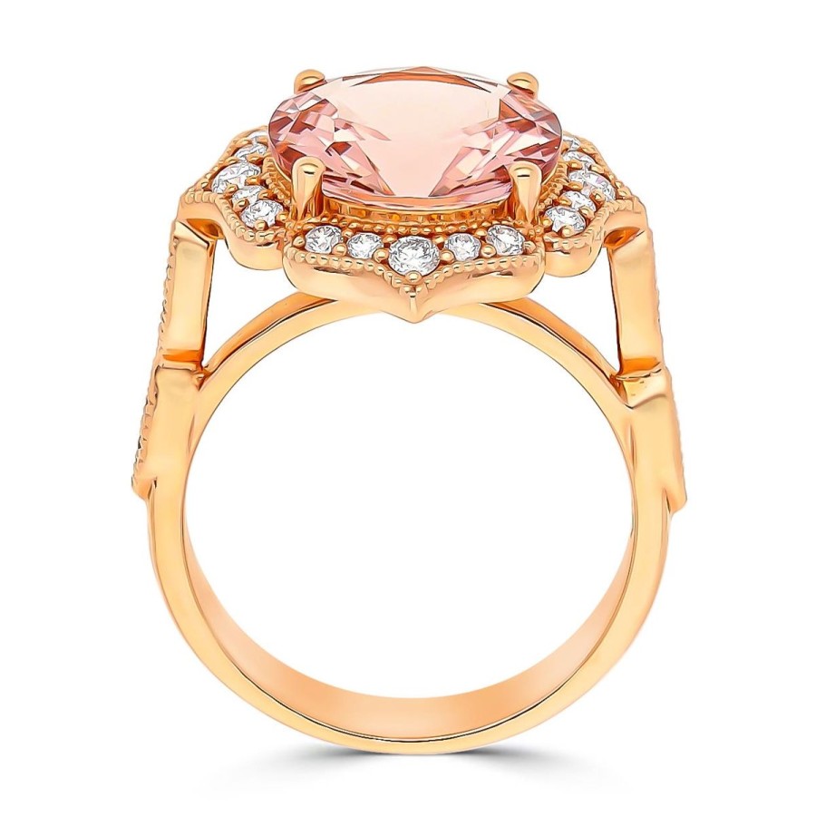 Gem Shopping Cut By Ben Morganite And Diamond Ring In 14K | Morganite