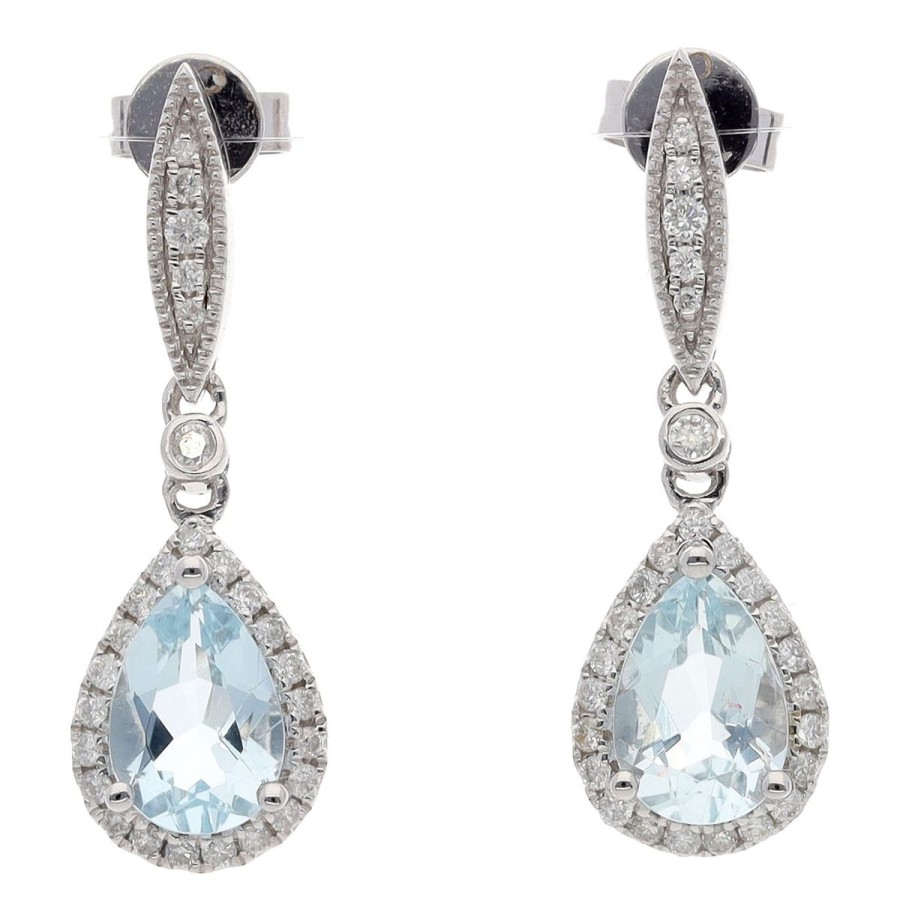 Gem Shopping Cirari Couture Aquamarine And Diamond Dangle Earrings In 14K | Aquamarine