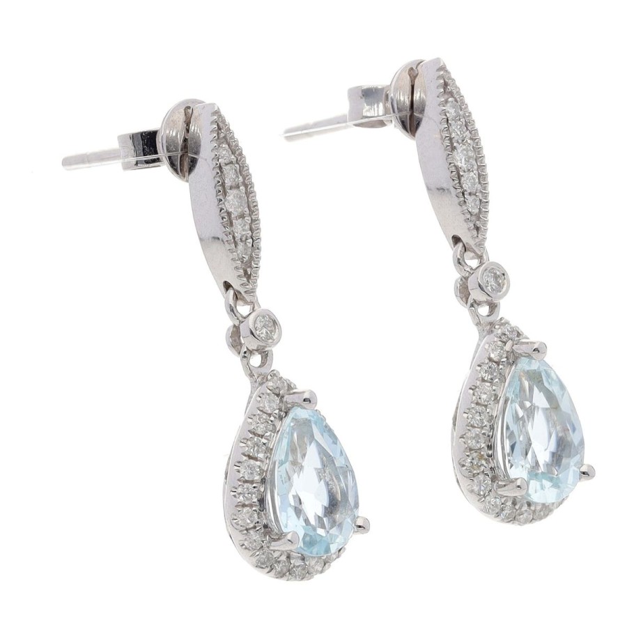 Gem Shopping Cirari Couture Aquamarine And Diamond Dangle Earrings In 14K | Aquamarine