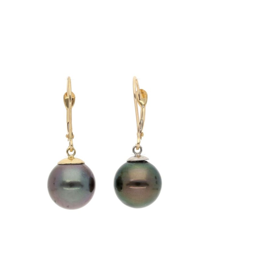 Gem Shopping Cut By Ben Tahitian Cultured Pearl Drop Earrings In 14K Yellow Gold | Pearl