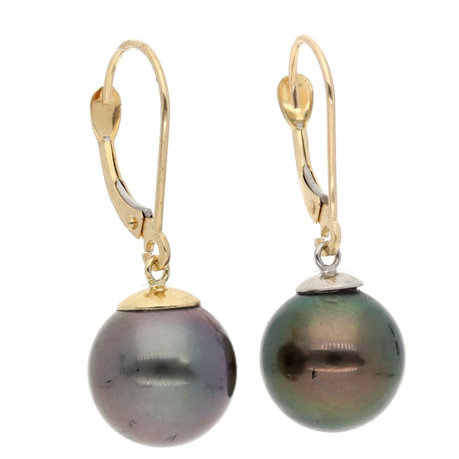 Gem Shopping Cut By Ben Tahitian Cultured Pearl Drop Earrings In 14K Yellow Gold | Pearl