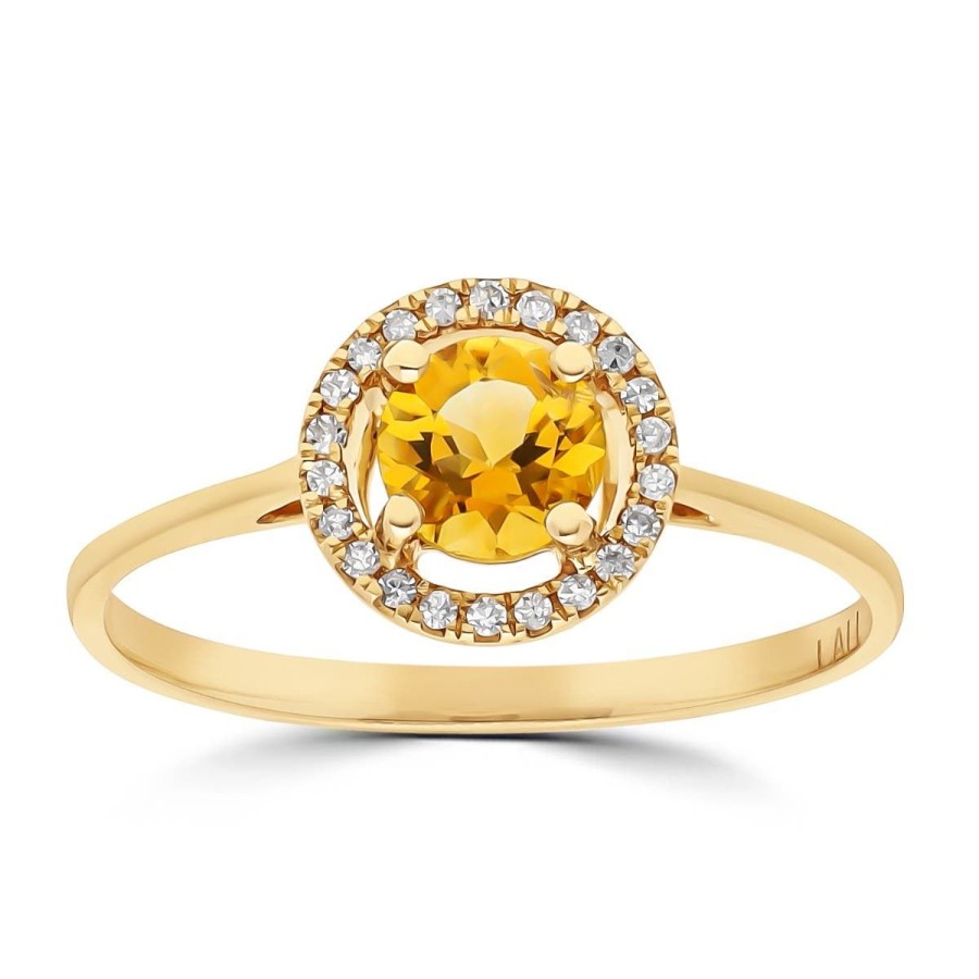 Gem Shopping Lali Jewels Citrine And Diamond Halo Ring In 14K Yellow Gold | Citrine