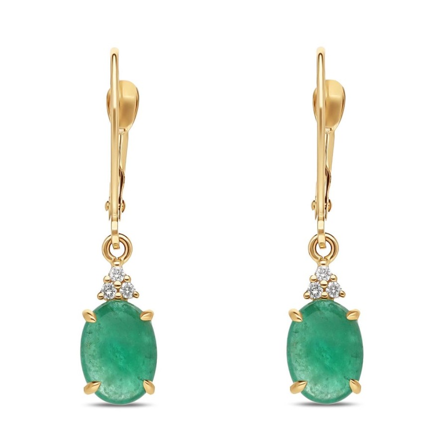 Gem Shopping Cut By Ben Emerald And Diamond Earrings In 14K | Emerald