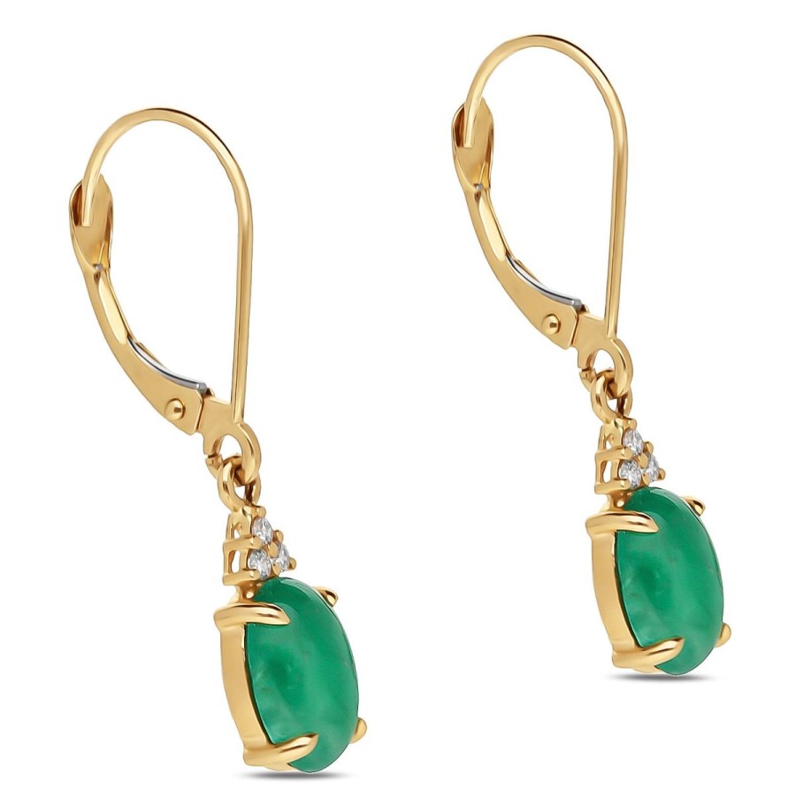 Gem Shopping Cut By Ben Emerald And Diamond Earrings In 14K | Emerald