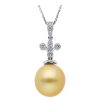 Gem Shopping Cultured South Sea Pearl And Diamond Pendant In 18K | Pearl