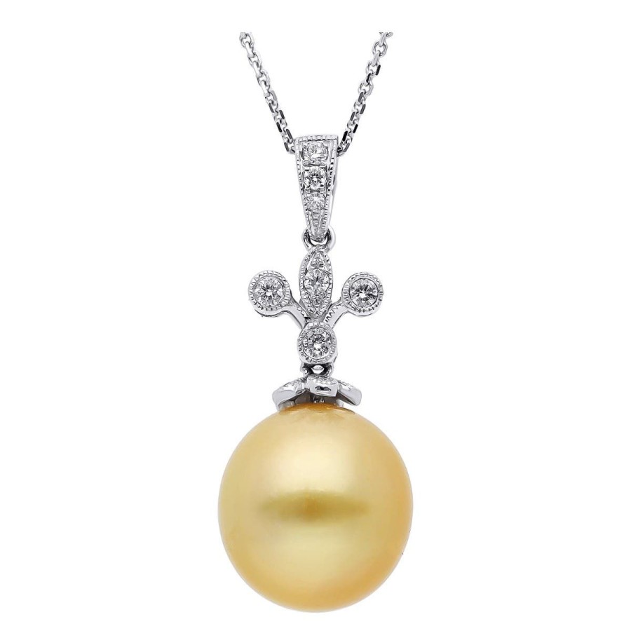 Gem Shopping Cultured South Sea Pearl And Diamond Pendant In 18K | Pearl