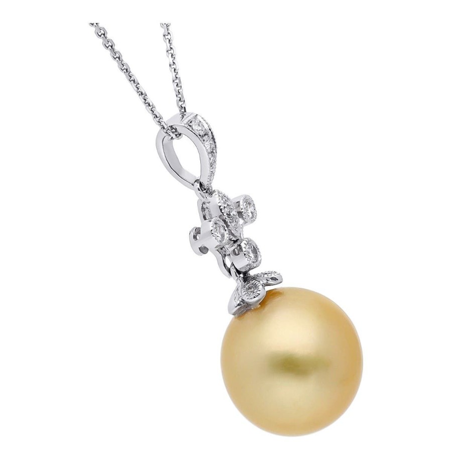 Gem Shopping Cultured South Sea Pearl And Diamond Pendant In 18K | Pearl