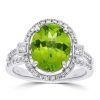 Gem Shopping Cut By Ben Pakistani Peridot And Diamond Halo Ring In 14K White Gold | Peridot