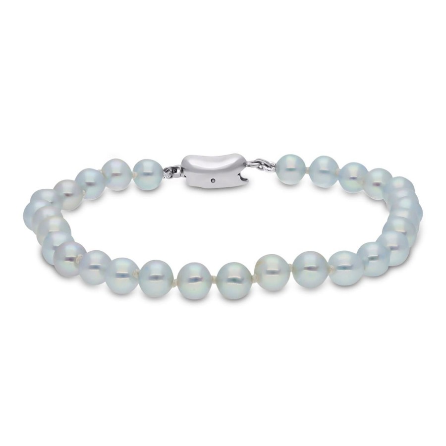 Gem Shopping Aquarian Pearls Cultured Akoya Pearl Bracelet In Sterling Silver | Pearl