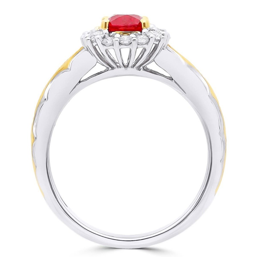 Gem Shopping Ruby And Diamond Ring In 18K 2 Tone Gold | Ruby