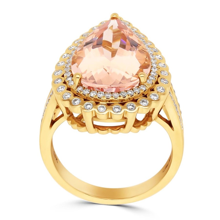 Gem Shopping Cut By Ben Morganite And Diamond Ring In 14K | Morganite