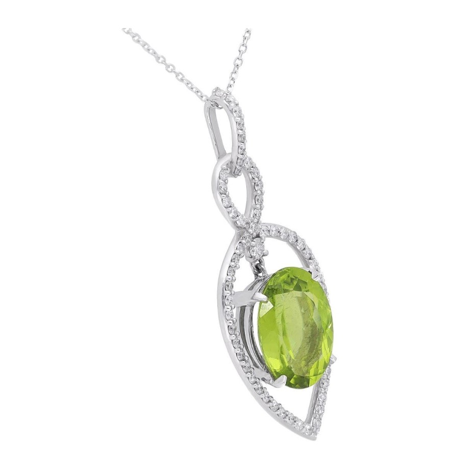 Gem Shopping Peridot And Diamond Pendant In 18K White Gold | Peridot