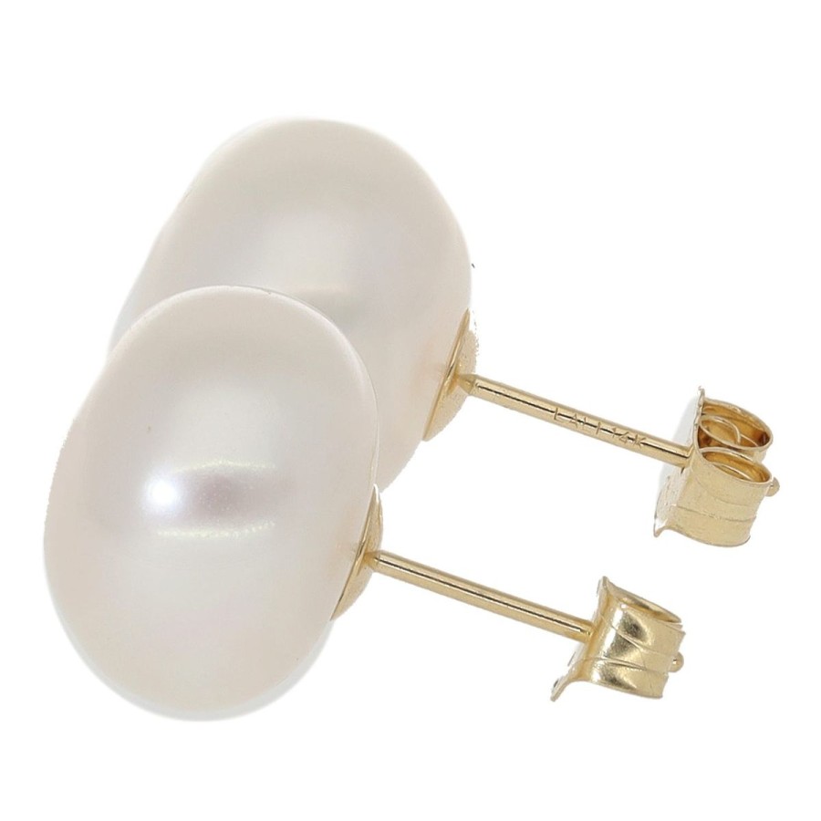 Gem Shopping Lali Jewels Freshwater Pearl Stud Earrings In 14K Yellow Gold | Pearl