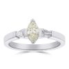 Gem Shopping Marquise-Cut Diamond Ring In 14K White Gold | Diamond