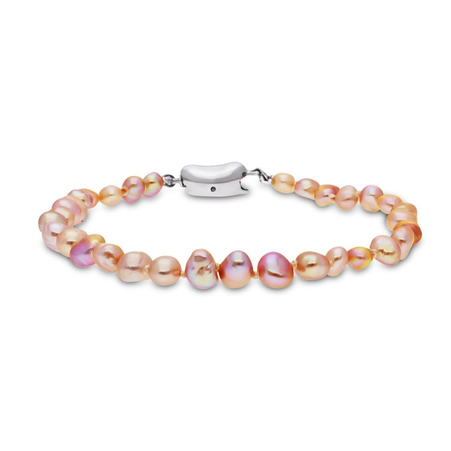 Gem Shopping Aquarian Pearls Fresh Water Keshi Pearl Bracelet In Sterling Silver | Pearl