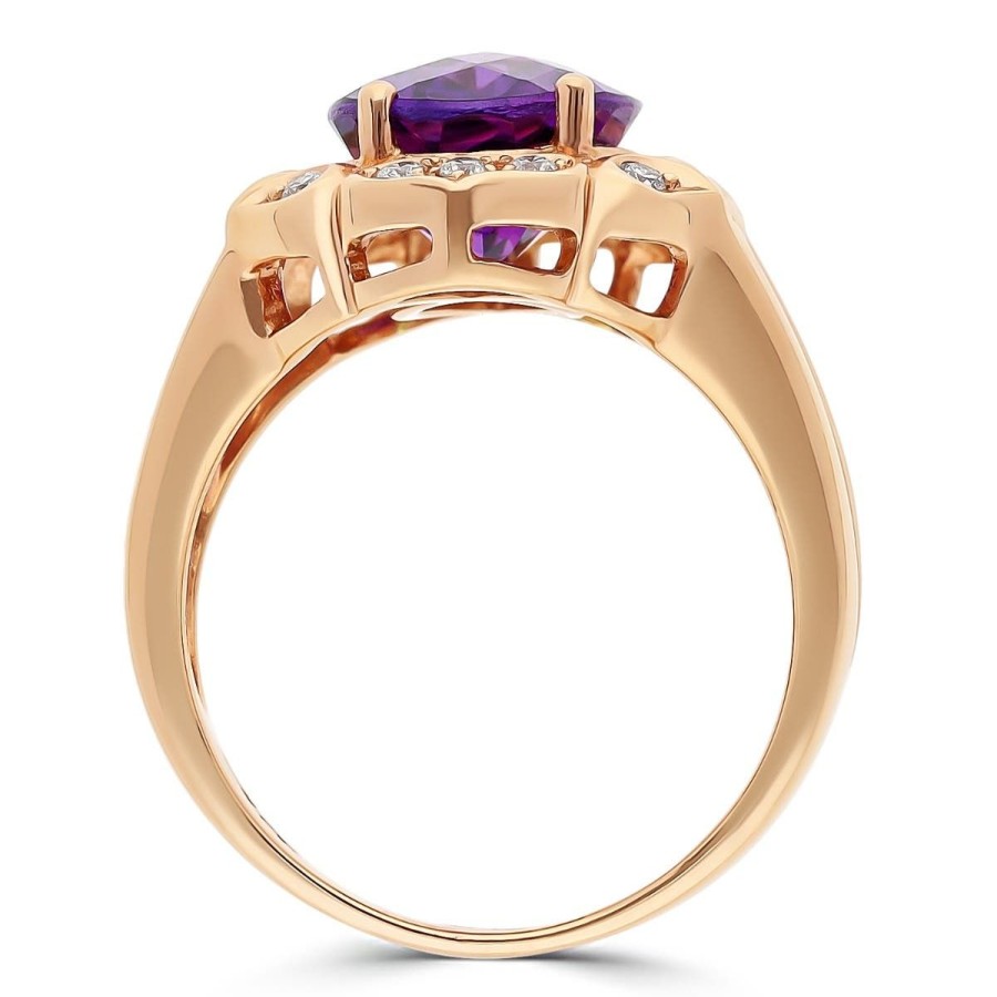 Gem Shopping Siberian Amethyst And Diamond Ring In 14K Rose Gold | Amethyst