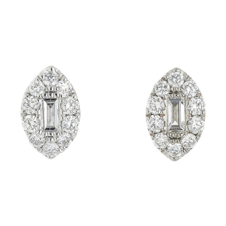 Gem Shopping Diamond Stud Earrings In 14K White Gold | Diamond