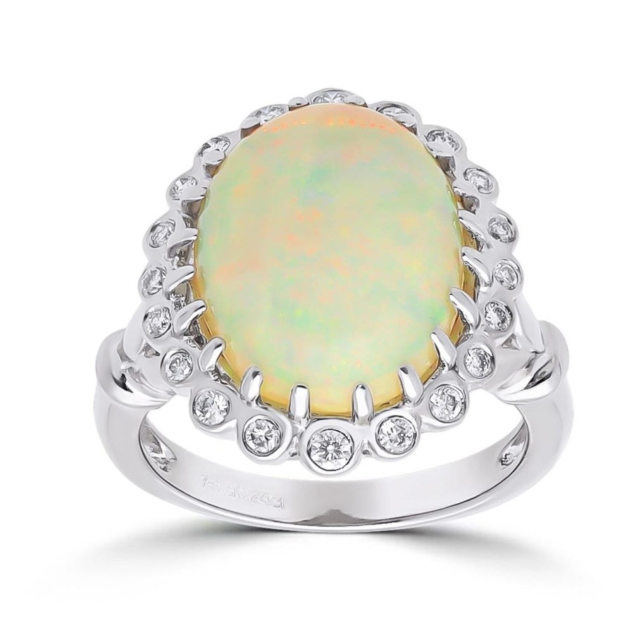 Gem Shopping Cut By Ben Opal And Diamond Ring In 18K | Opal