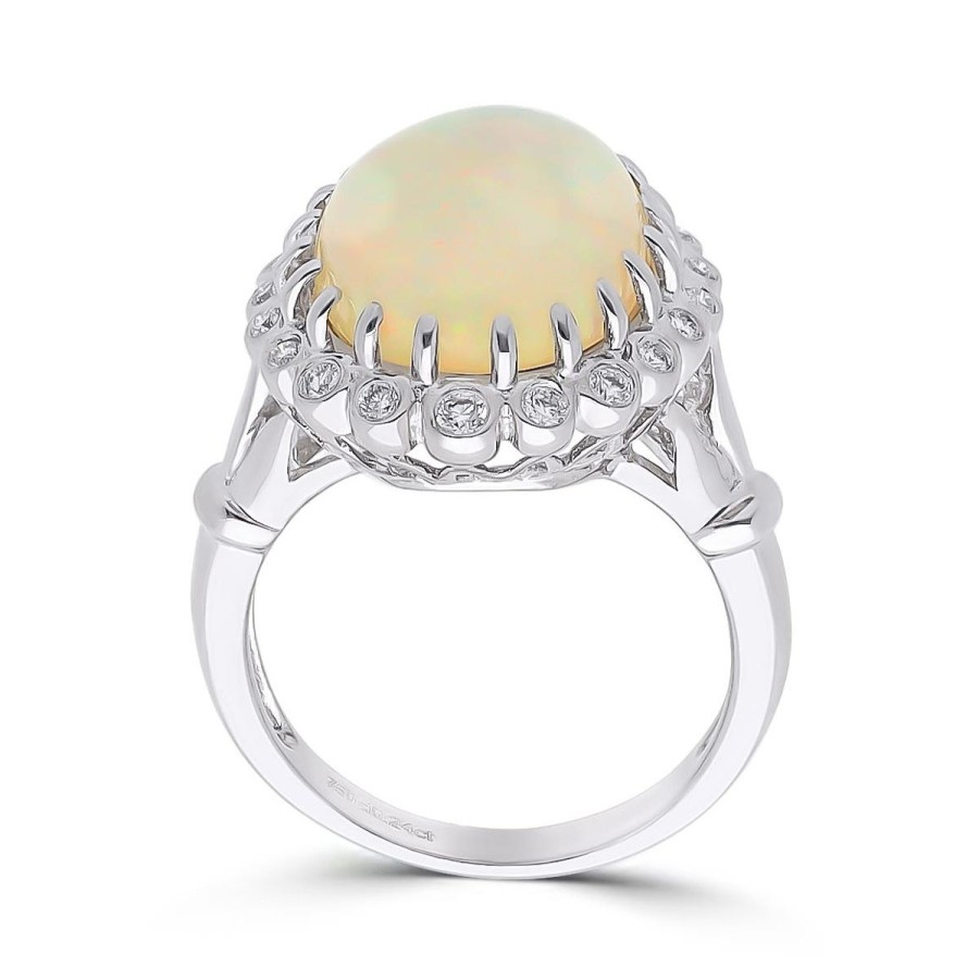 Gem Shopping Cut By Ben Opal And Diamond Ring In 18K | Opal